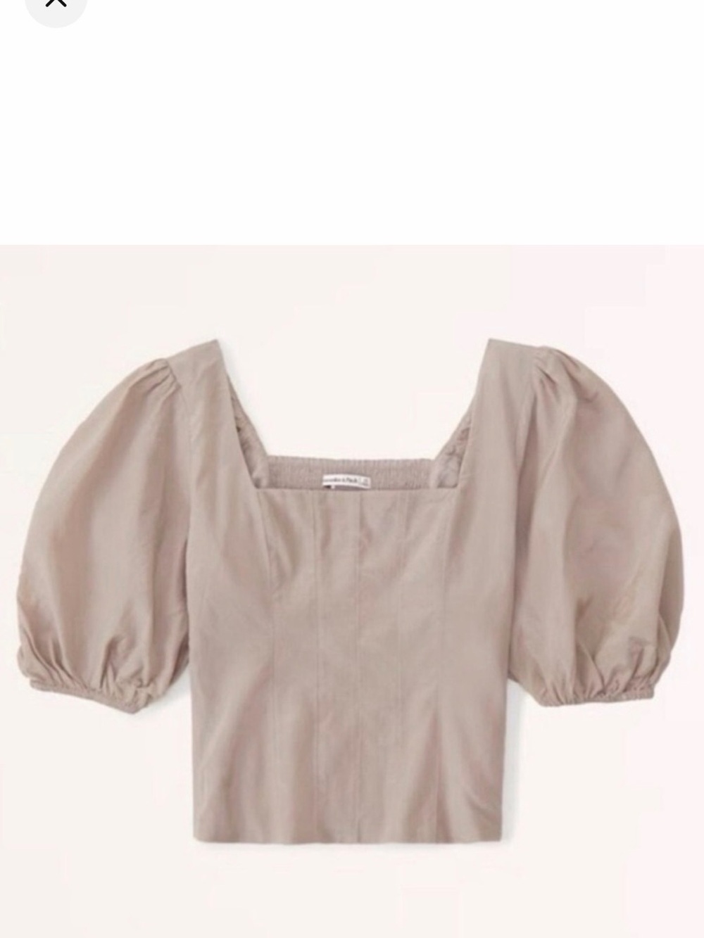 Abercrombie & Fitch Puff Sleeve Square-Neck Top in Taupe